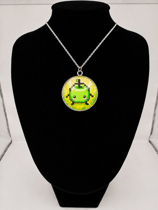 Stardew Valley Inspired Green Junimo 30 mm Pendant Necklace