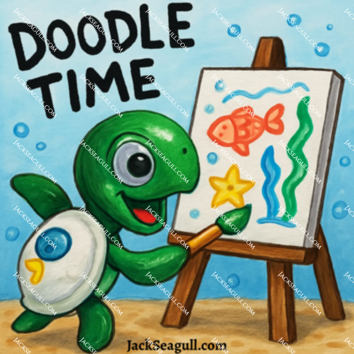 Noodle: The Doodle Turtle - 3 inch Die-Cut Sticker Pack