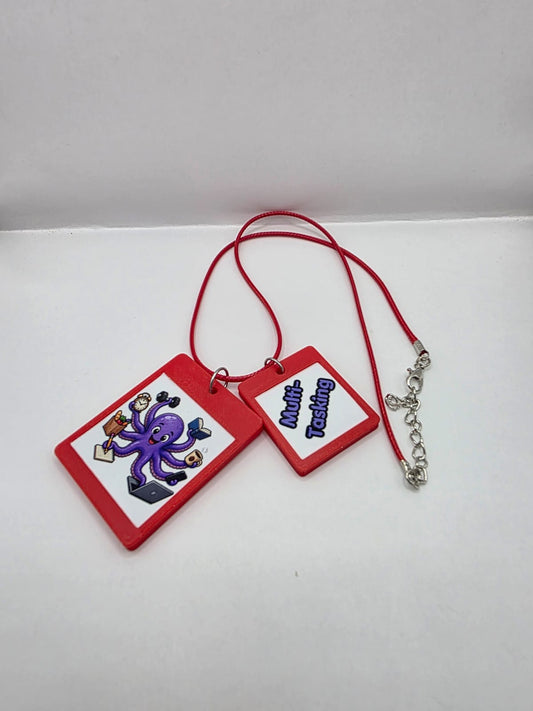 Fun Multitasking Octopus Seaside Theme Lightweight Picture Necklace with Double Pendant. Multi-tasking