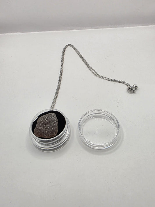 Sea Glass in a display case which can be opened as a pendant necklace on a stainless steel chain (Copy) (Copy)