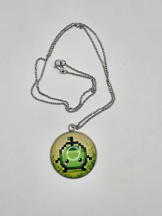 Stardew Valley Inspired Green Junimo 30 mm Pendant Necklace