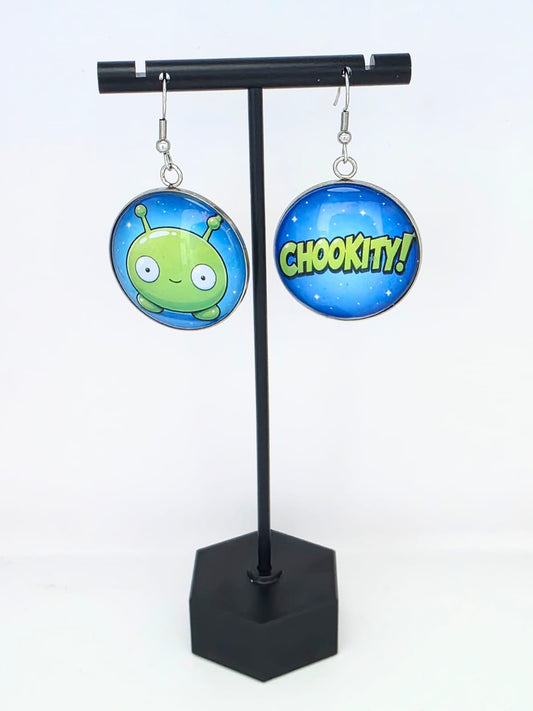 Final Space Inspired Mooncake & Chookity Dangle Stainless Steel Earrings