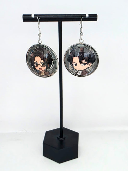 Attack on Titan Inspired Levi & Hange Dangle Stainless Steel Fish Hook Earrings