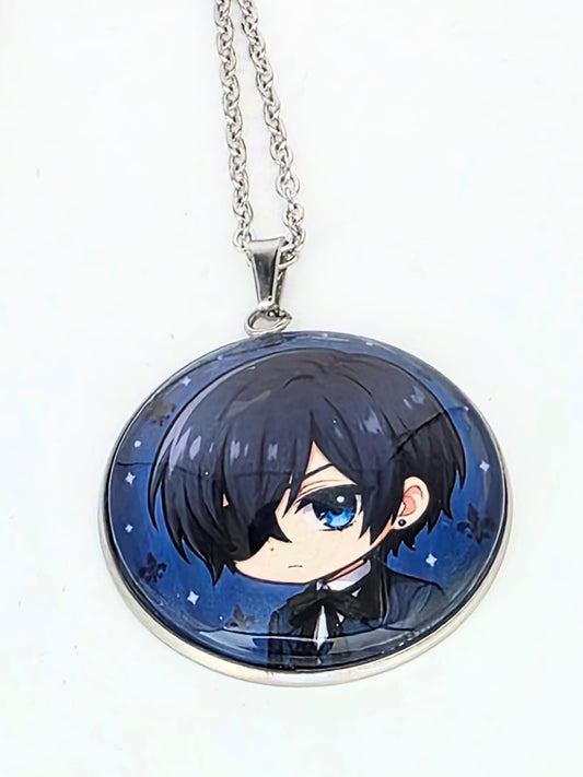 Black Butler (Kuroshitsuji) Inspired Ciel 30 mm Pendant Stainless Steel Necklace