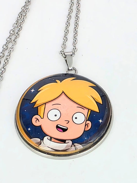 Final Space Inspired Gary 30 mm Pendant Stainless Steel 20 inch Necklace
