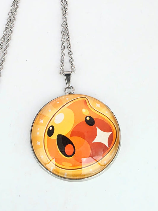 Slime Rancher Inspired Gold Slime 30 mm Pendant Stainless Steel Necklace
