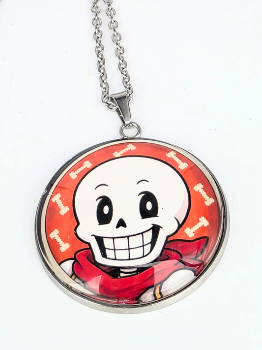 Undertale Inspired Papyrus 30 mm Pendant Stainless Steel 20 inch Necklace