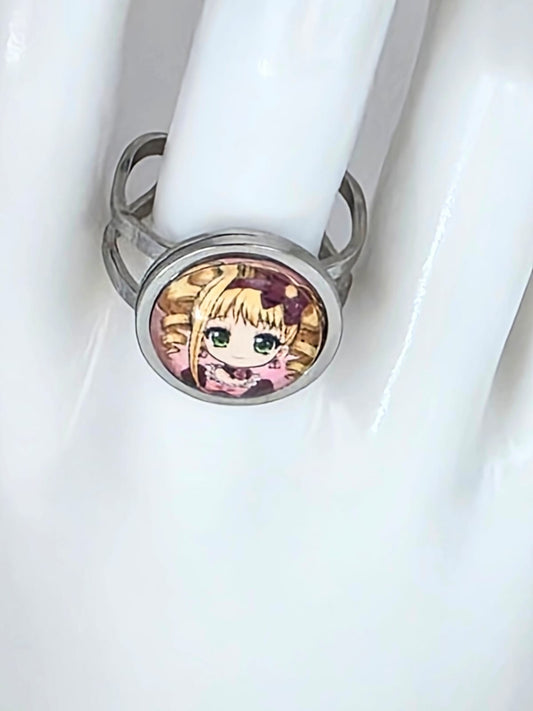 Black Butler (kuroshitsuji) Inspired Elizabeth Midford 14 mm Adjustable Stainless Steel Ring