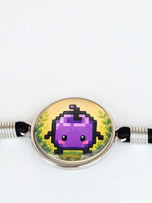 Stardew Valley Inspired Purple Junimo 20mm Faux Suede Adjustable Bracelet