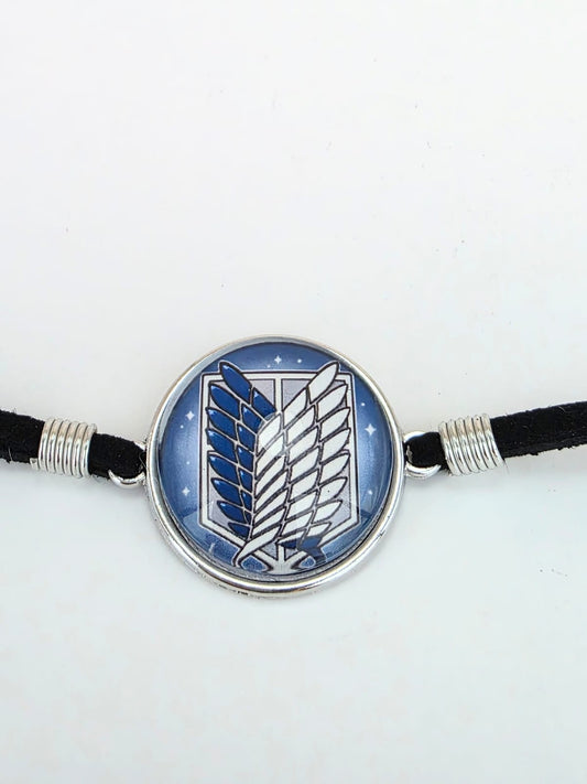 Attack on Titan Inspired Wing of Freedom 20mm Faux Suede Adjustable Bracelet