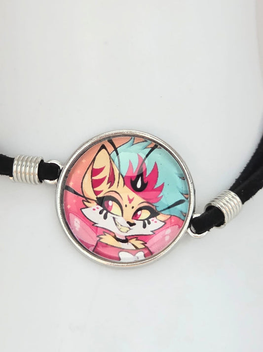Helluva Boss Inspired Beelzebub 20mm Faux Suede Adjustable Bracelet Handmade