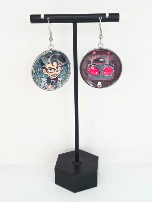 Hazbin Hotel Inspired Vincent & Young Vox Dangle Stainless Steel Earrings