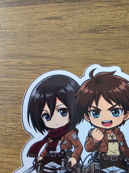 Attack on Titan Inspired Trio Eren, Mikasa & Armin Glossy Die Cut Sticker | 2 Sizes Available