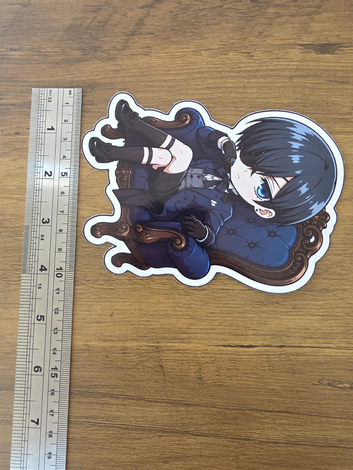 Black Butler (Kuroshitsuji) Inspired Ciel Phantomhive Sitting Glossy Die Cut Sticker | 2 Sizes Available