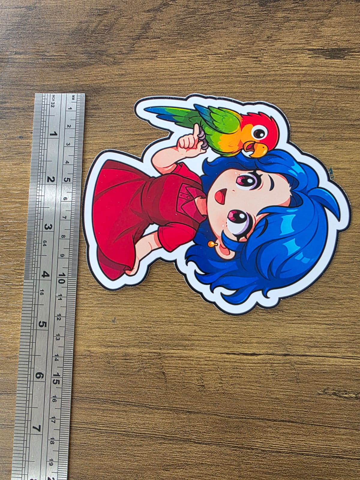 Stardew Valley Inspired Emily & Parrot Glossy Die Cut Sticker | 2 Sizes Available