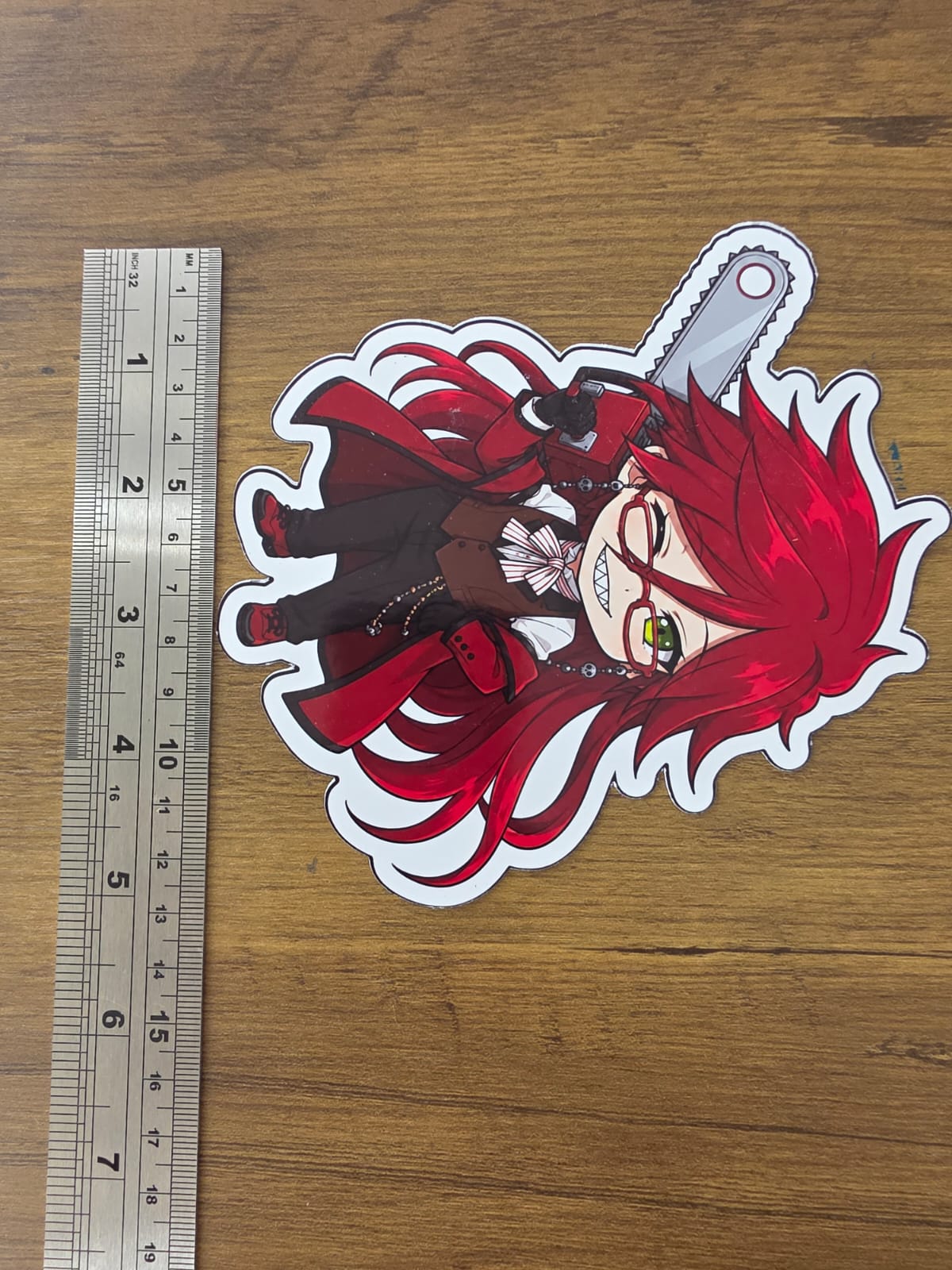 Black Butler (Kuroshitsuji) Inspired Grell Sutcliff Glossy Die Cut Sticker | 2 Sizes Available