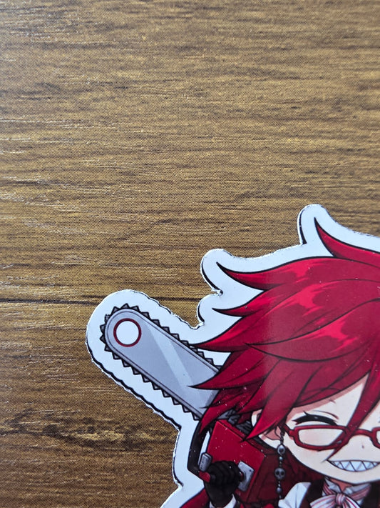 Black Butler (Kuroshitsuji) Inspired Grell Sutcliff Glossy Die Cut Sticker | 2 Sizes Available