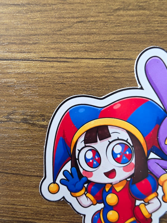 Amazing Digital Circus Inspired Pomni & Jax Glossy Die Cut Sticker | 2 Sizes Available