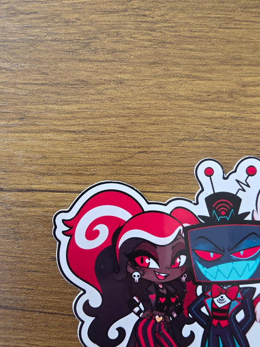 Hazbin Hotel Inspired The Vees Vox Valentino Velvette Sticker | 2 Sizes Available