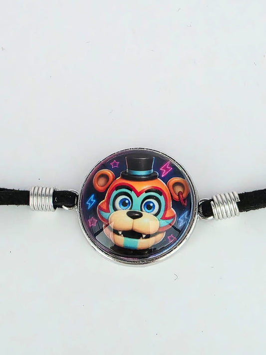 FNAF Security Breach Inspired Glamrock Freddy 20mm Faux Suede Adjustable Bracelet