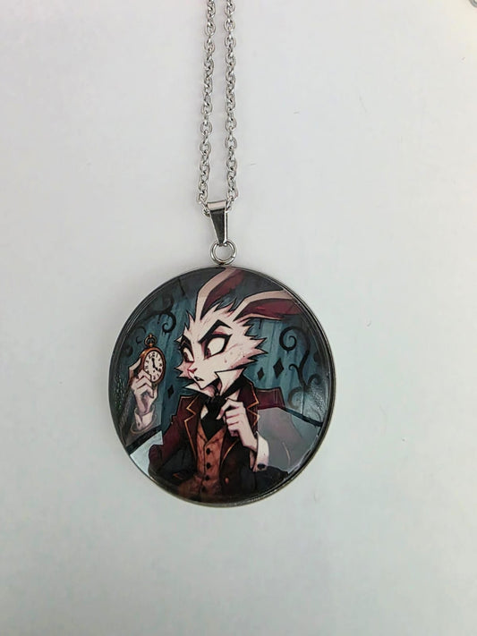 Alice in Wonderland Inspired White Rabbit 30mm Pendant Stainless Steel 20 Inch Necklace