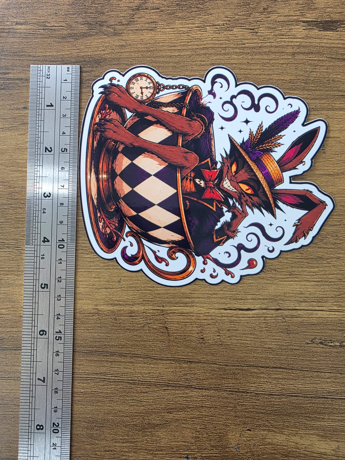 Alice in Wonderland Inspired Hellverse March Hare Glossy Die Cut Sticker | 2 Sizes Available