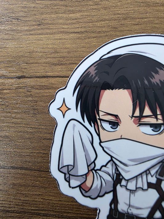 Attack on Titan Inspired Levi Cleaning Glossy Vinyl Die Cut Sticker | 2 Sizes Available