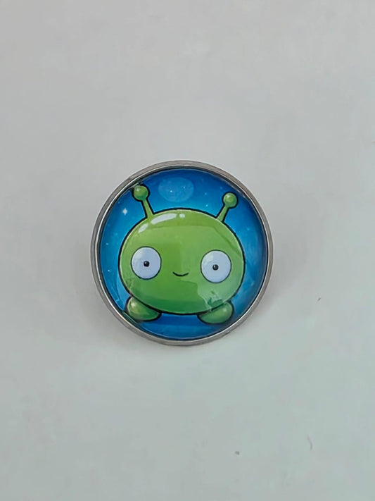 Final Space Inspired Mooncake 20mm Stainless Steel Glass Cabochon Pin