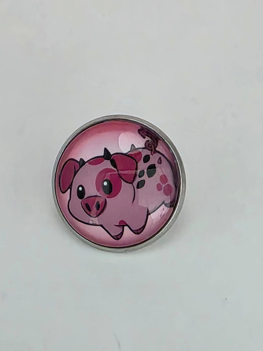 Hazbin Hotel Inspired Fat Nuggets 20mm Stainless Steel Glass Cabochon Pin