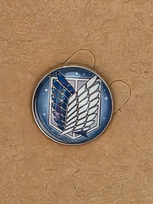 Attack on Titan Inspired Wings of Freedom 20mm Stainless Steel Glass Cabochon Pin