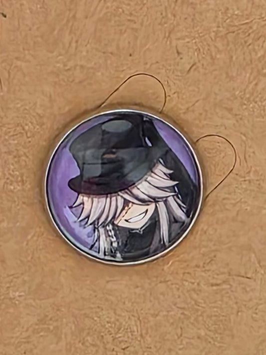 Black Butler (Kuroshitsuji) Inspired Undertaker 20mm Stainless Steel Glass Cabochon Pin