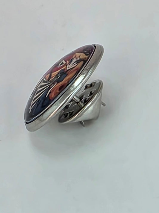 Alice in Wonderland Inspired Hellverse Alice 20mm Stainless Steel Glass Cabochon Pin