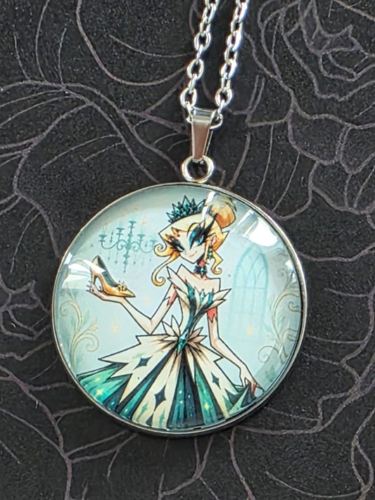 Cinderella Inspired Hellverse Cinderella at the Ball 30mm Pendant Stainless Steel 20 Inch Necklace