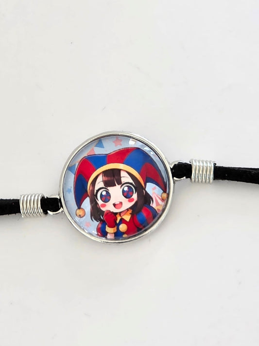 The Amazing Digital Circus Inspired Pomni 20mm Faux Suede Adjustable Bracelet