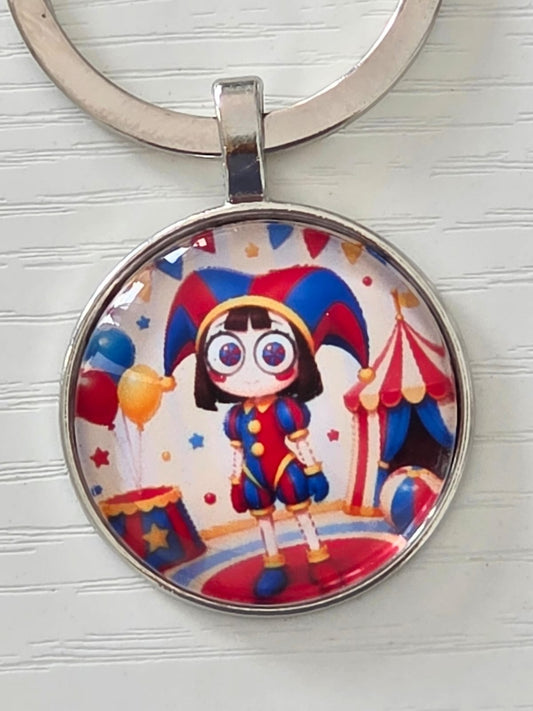 The Amazing Digital Circus Inspired Pomni 25mm Glass Cabochon Keyring