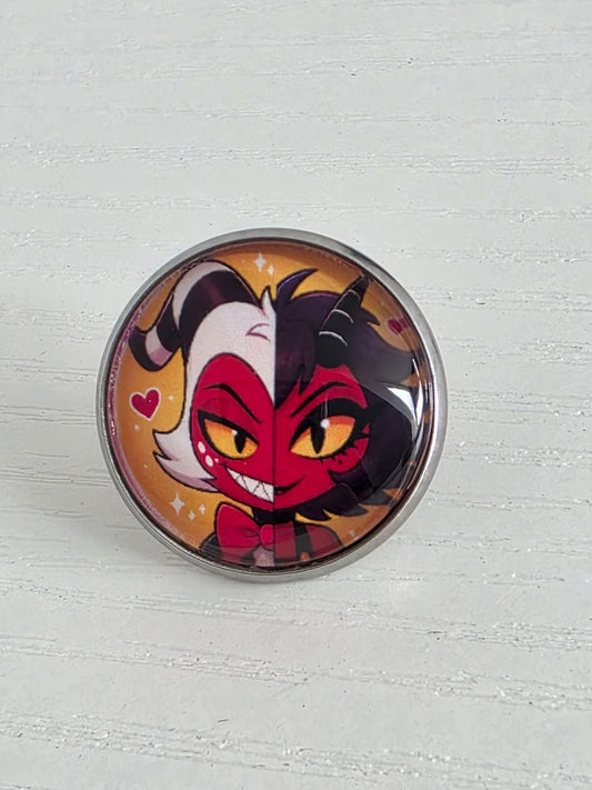Helluva Boss Inspired Moxxie & Millie 20mm Stainless Steel Glass Cabochon Pin