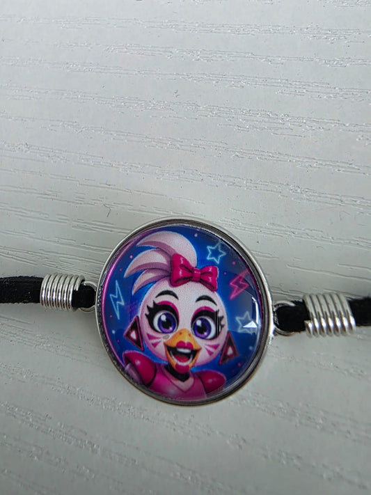 Five Nights at Freddy's Security Breach Inspired Glamrock Chica 20mm Faux Suede Bracelet