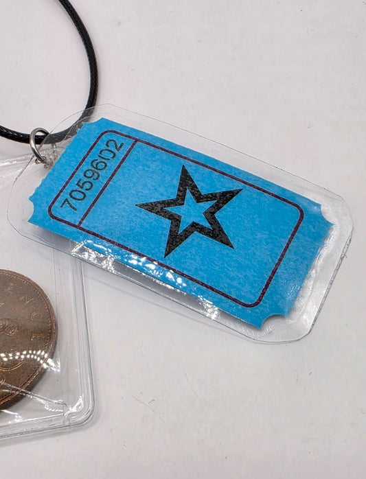 Seaside Amusements Arcade Theme Pendant Necklace on Adjustable Black Waxed Cord