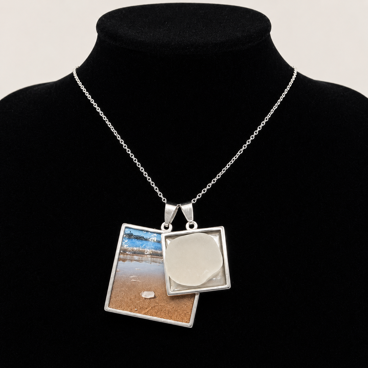 Sea Glass with Beach Photo