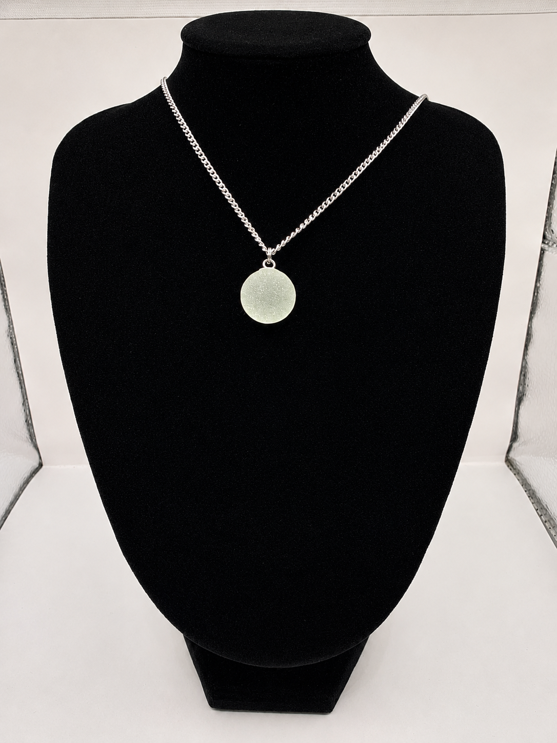 Genuine Sea Glass Marble Necklace, Frosted Pendant on a stainless steel chain. Each piece is a one-of-a-kind