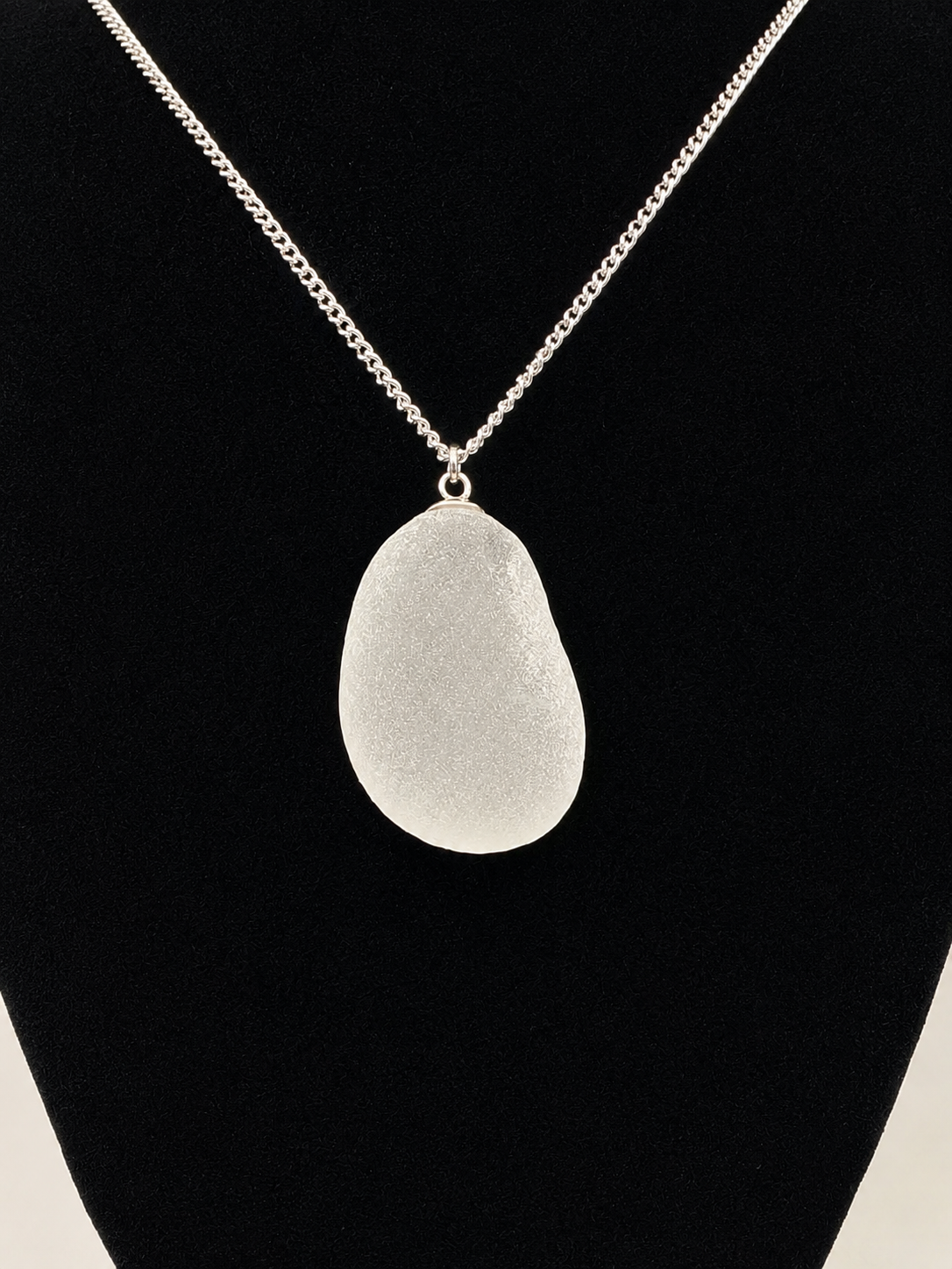 Genuine Chunky Sea Glass Pendant Necklace, Hand-Collected Frosted Glass, on stainless steel chain. Each piece is a one-of-a-kind
