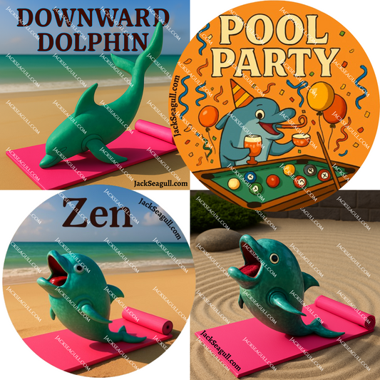 Pebble: The Zen Dolphin  -  3 inch Die-Cut Sticker Pack