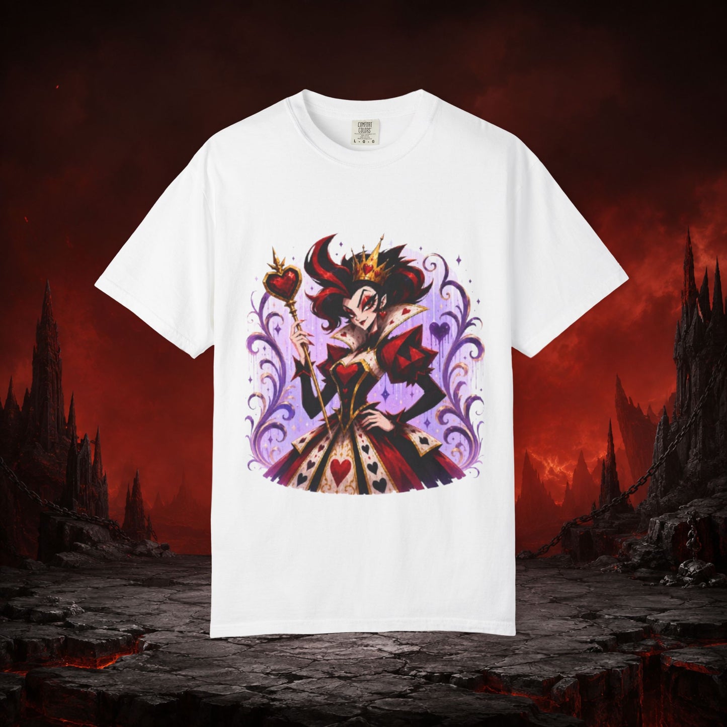 Alice in Wonderland Inspired Hellverse Queen of Hearts Graphic T-Shirt