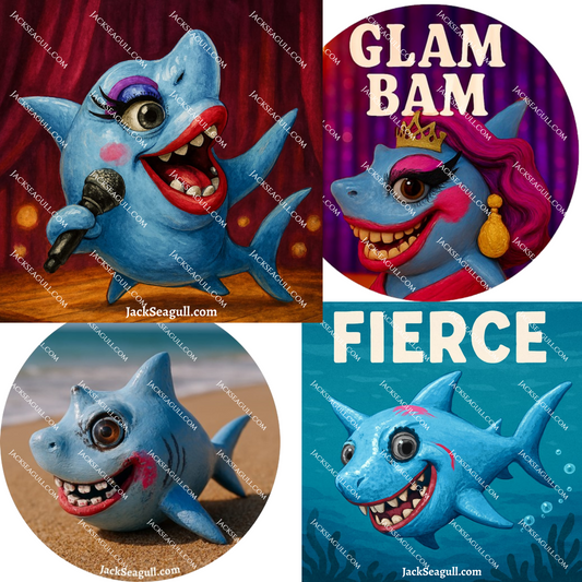 Bruce: The Drag Queen Shark  -  3 inch Die-Cut Sticker Pack