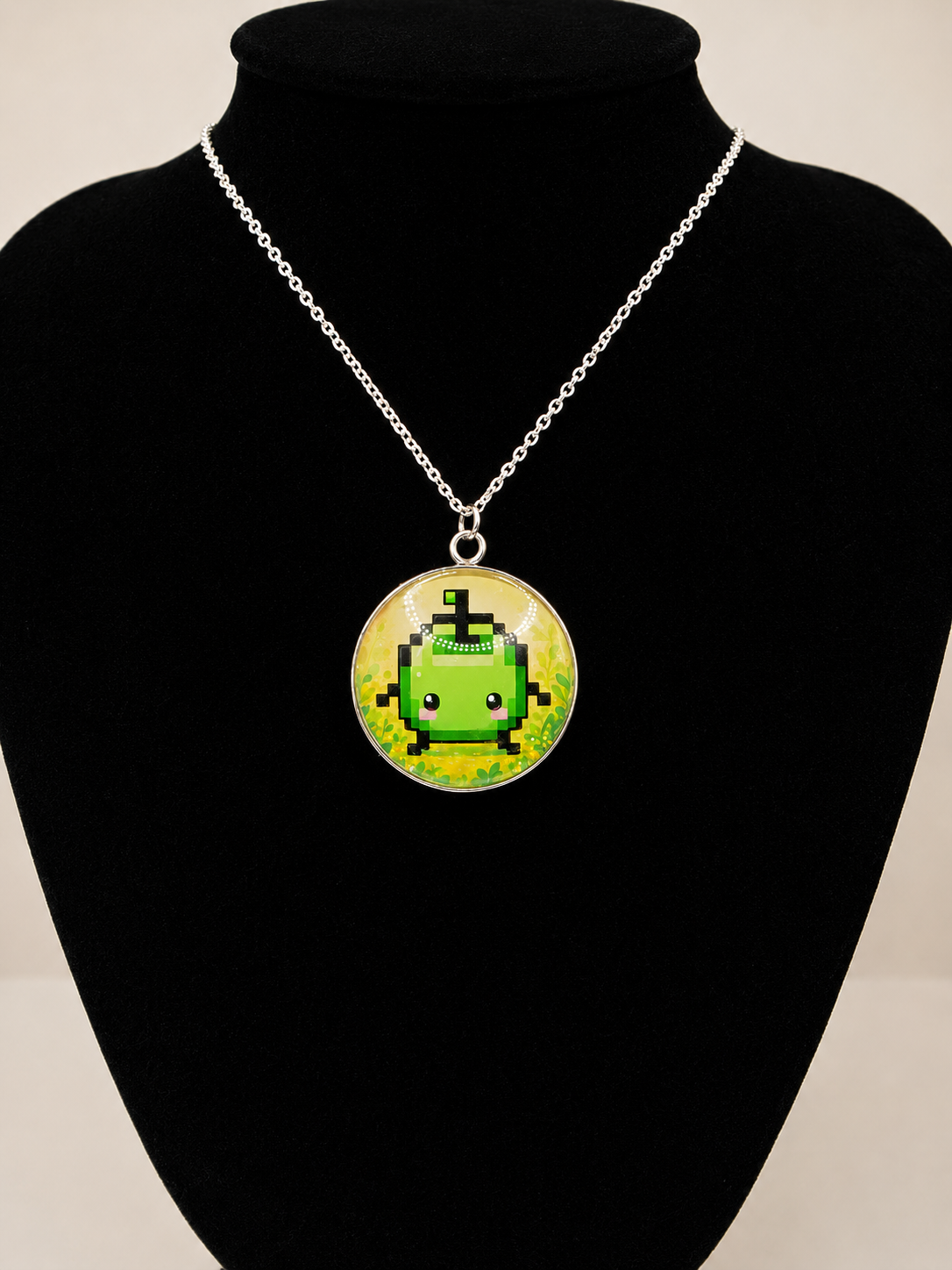 Stardew Valley Inspired Green Junimo 30 mm Pendant Necklace