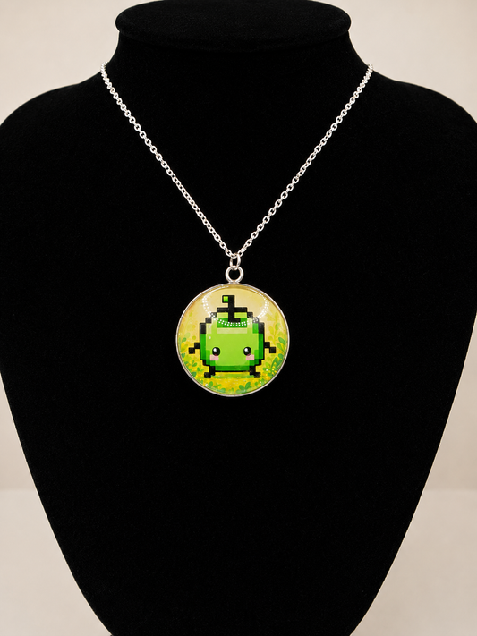Stardew Valley Inspired Green Junimo 30 mm Pendant Necklace
