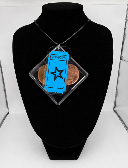 Seaside Amusements Arcade Theme Pendant Necklace on Adjustable Black Waxed Cord