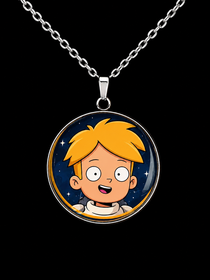 Final Space Inspired Gary 30 mm Pendant Stainless Steel 20 inch Necklace