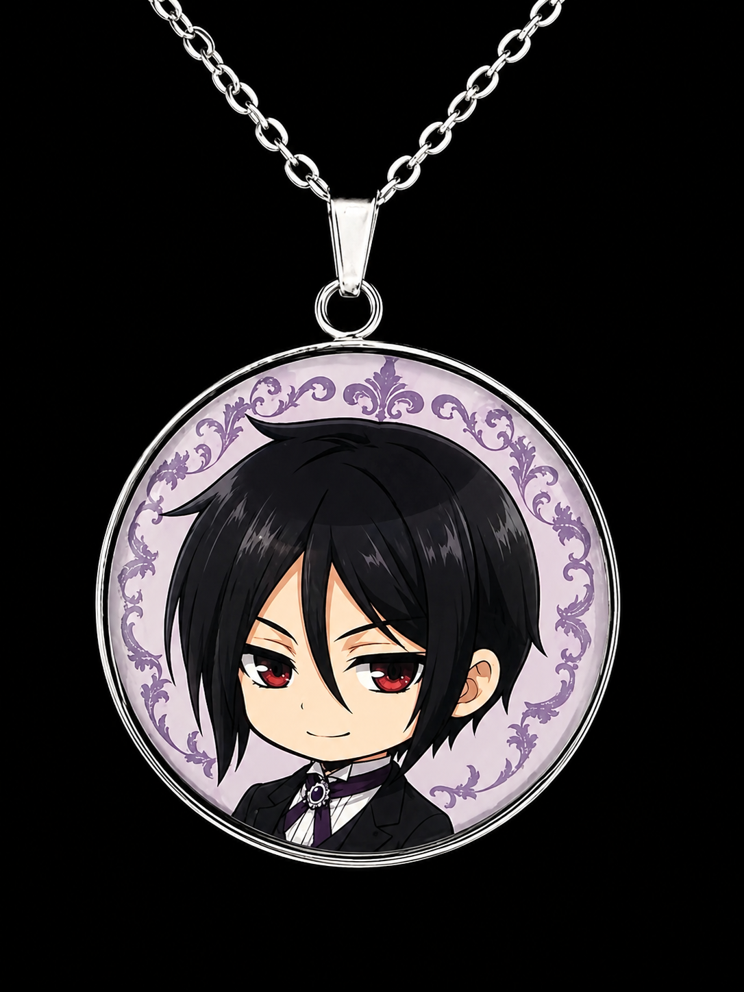 Black Butler (Kuroshitsuji) Inspired Sebastian Pendant Stainless Steel Necklace