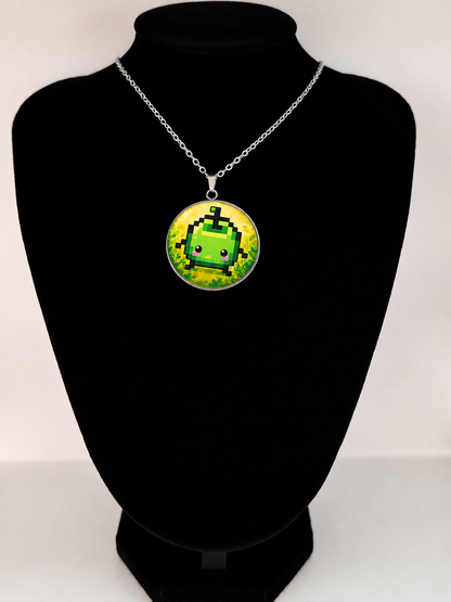Green Junimo Inspired Stardew Valley 30 mm Pendant Stainless Steel Necklace